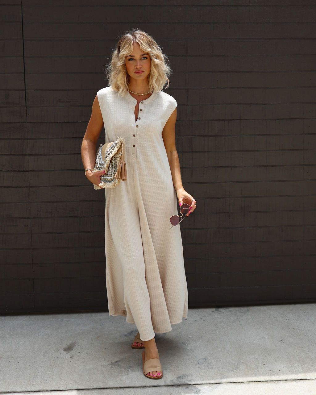 Cyndella Pocketed Jumpsuit - Sand - LAST CHANCE sold by Vici