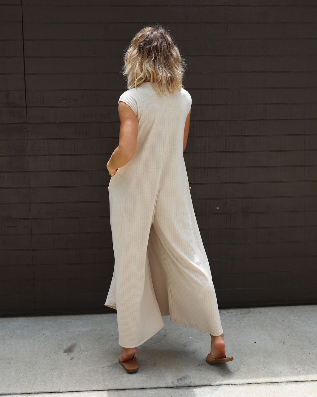 Cyndella Pocketed Jumpsuit - Sand - LAST CHANCE sold by Vici product image thumbnail 2