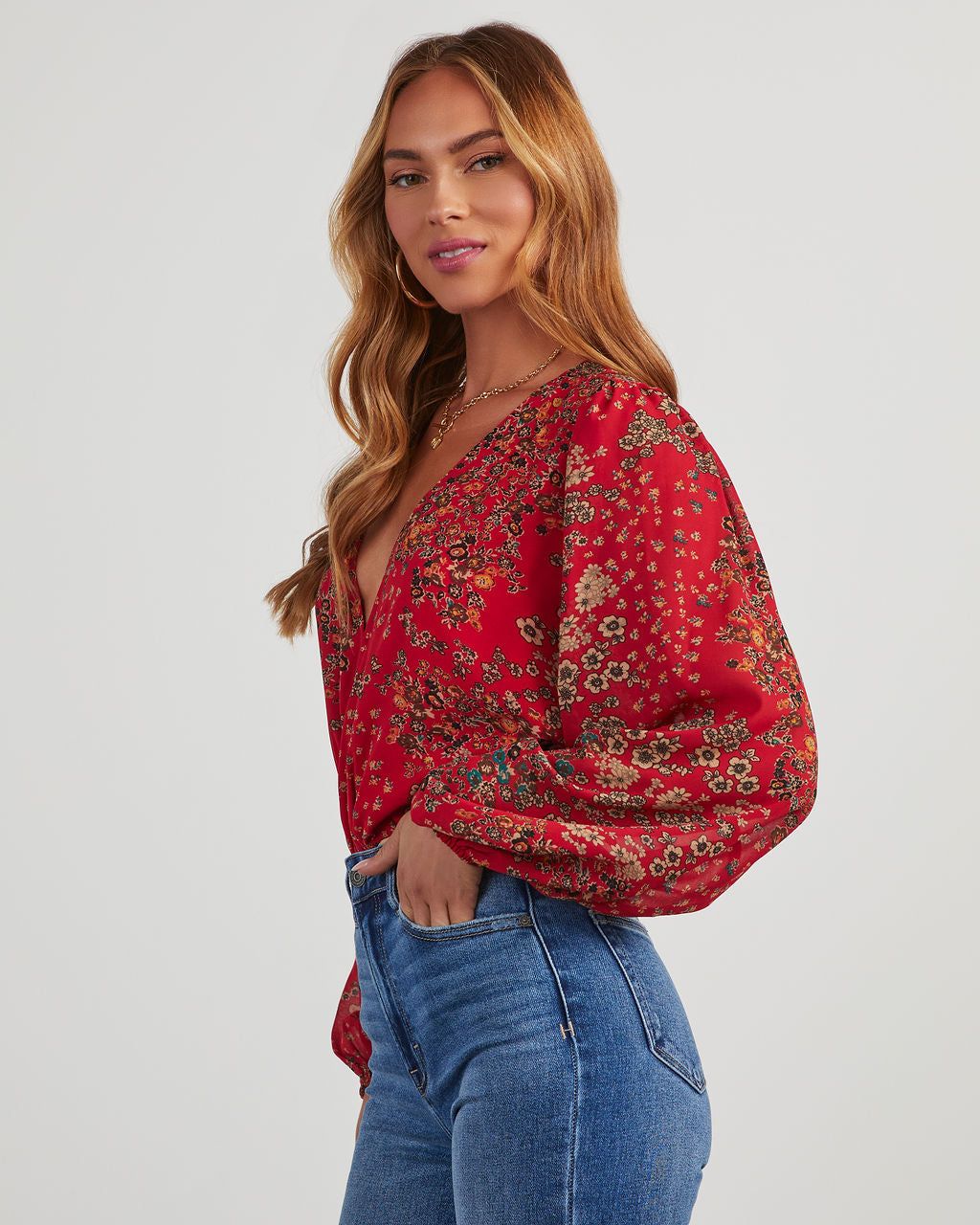 Joyce Floral V-Neck Bodysuit sold by Vici product image thumbnail 3