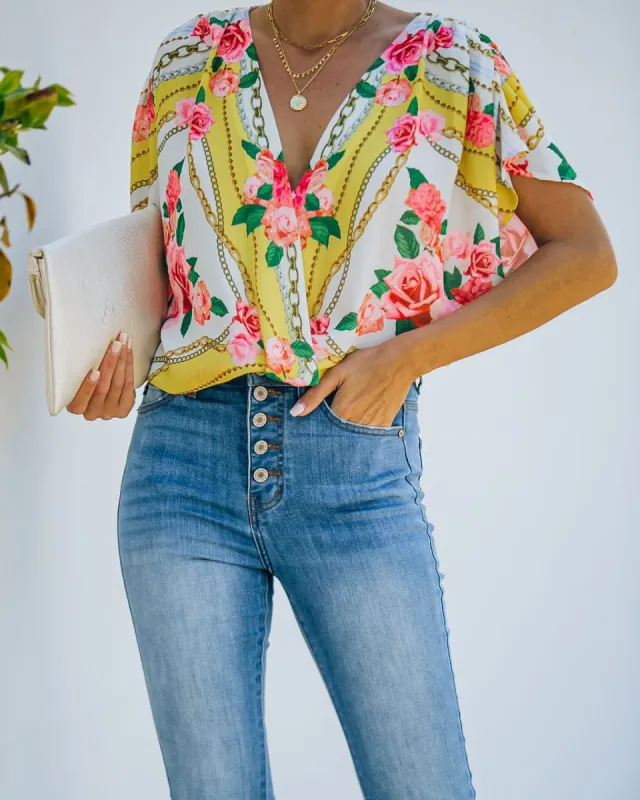 Aspire To Inspire Floral Drape Bodysuit - FINAL SALE made by Vici