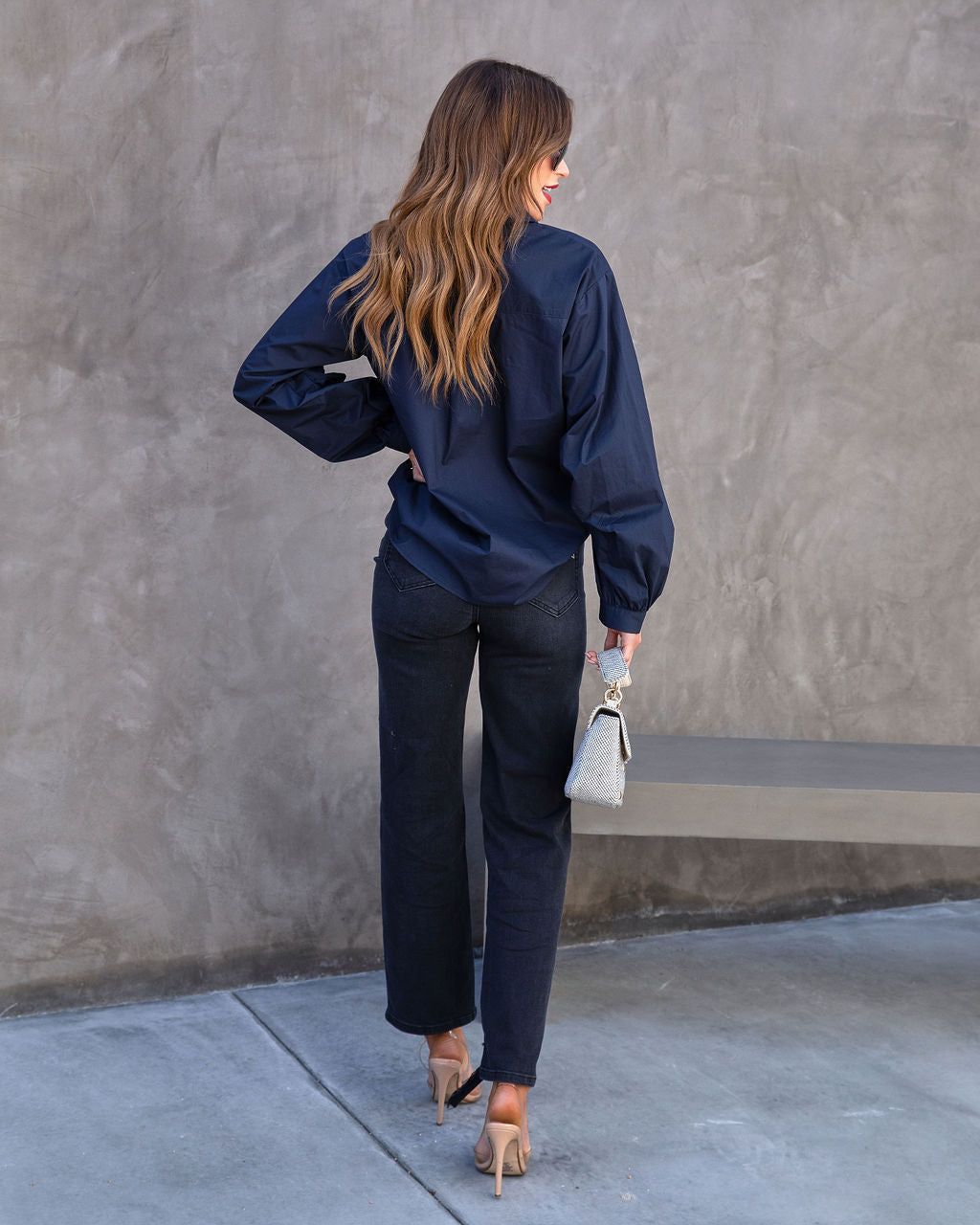 Colleen Cotton Button Down Top - Navy - FINAL SALE sold by Vici product image thumbnail 4