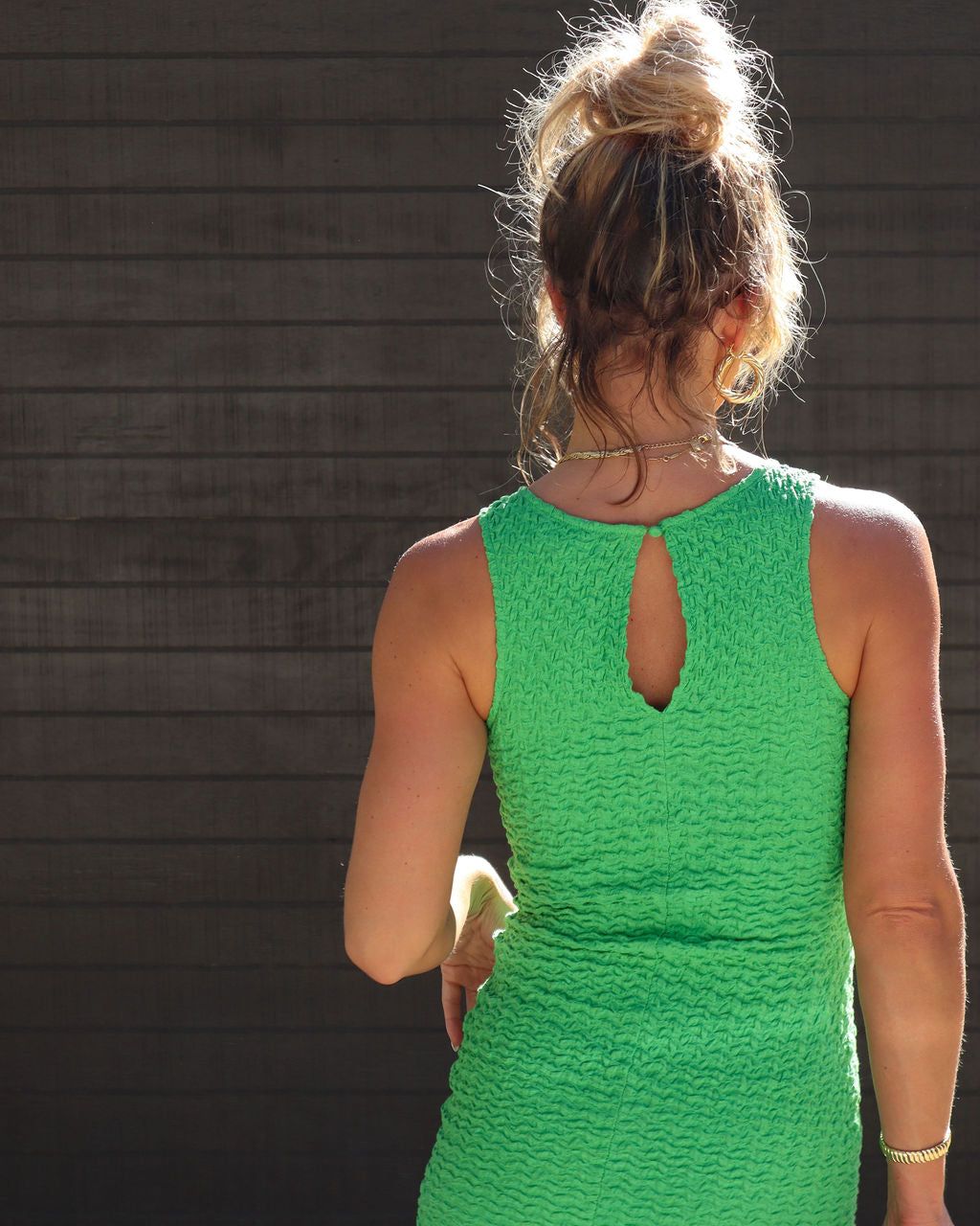 High Standards Textured Cotton Blend Mini Dress - Green - FINAL SALE sold by Vici product image thumbnail 2