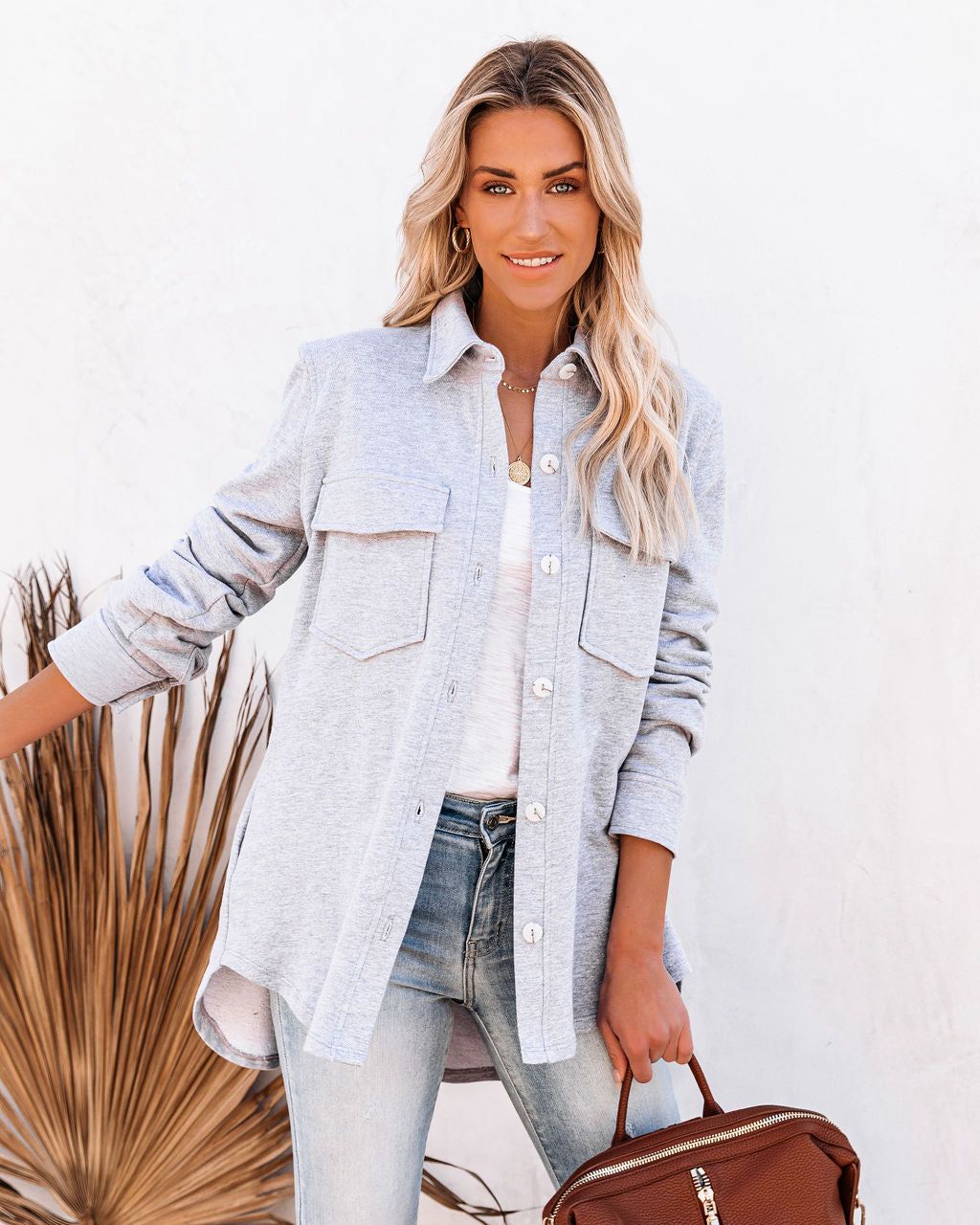 Helix Cotton Pocketed French Terry Shacket - FINAL SALE sold by Vici product image thumbnail 9