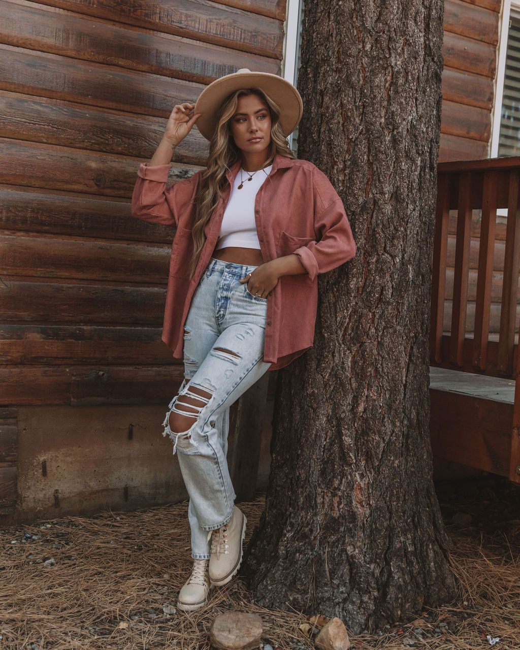 Refresh Pocketed Button Down Corduroy Top - Rosewood - FINAL SALE sold by Vici product image thumbnail 3