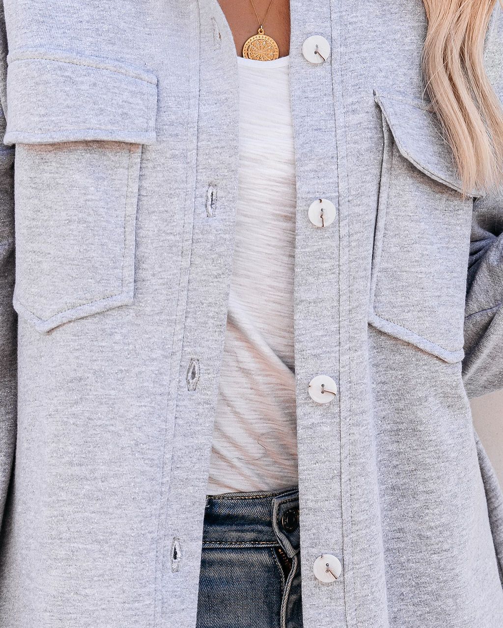 Helix Cotton Pocketed French Terry Shacket - FINAL SALE sold by Vici product image thumbnail 4