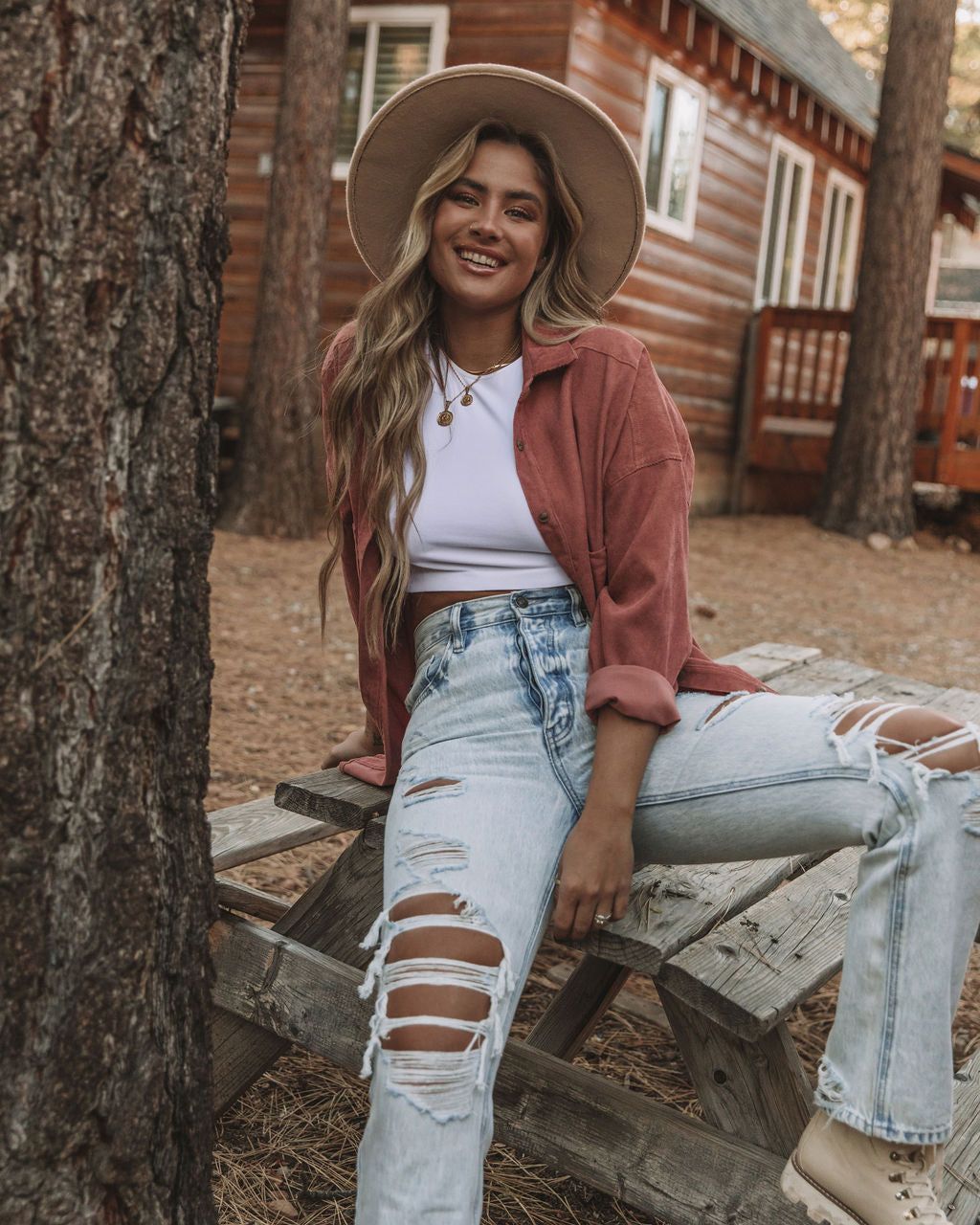 Refresh Pocketed Button Down Corduroy Top - Rosewood - FINAL SALE sold by Vici product image thumbnail 5