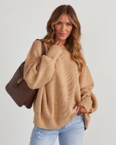 Elouise Knit Oversized Pullover Sweater - Beige sold by Vici