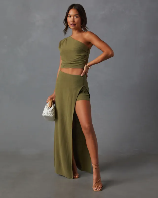 Mariam Linen Blend Slit Maxi Skort sold by Vici