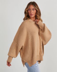 Elouise Knit Oversized Pullover Sweater - Beige sold by Vici