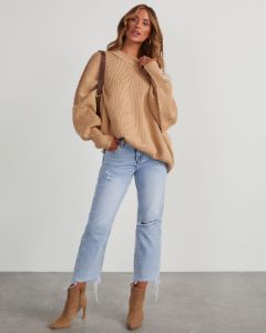 Elouise Knit Oversized Pullover Sweater - Beige sold by Vici