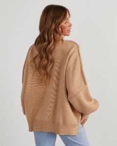 Elouise Knit Oversized Pullover Sweater - Beige sold by Vici