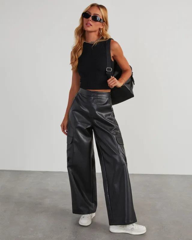 Arroyo Faux Leather Wide Leg Pants sold by Vici