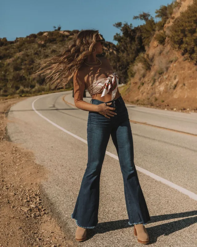 Astrid High Rise Stretch Flare Jeans sold by Vici