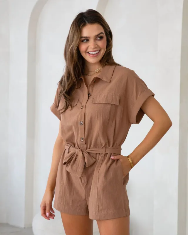 Adventure Seeking Cotton Utility Romper sold by Vici