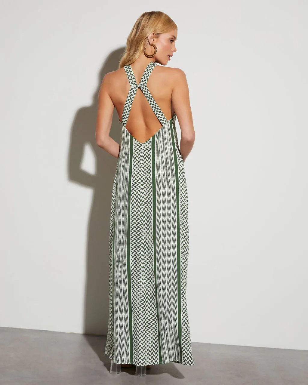Rylee Striped Halter Neck Maxi Dress sold by Vici product image thumbnail 4