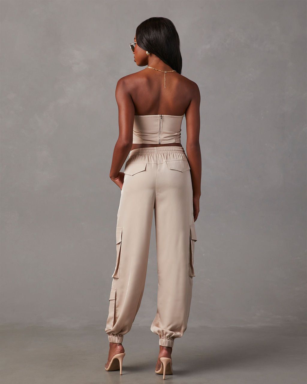 Adrina Strapless Crop Top - Khaki sold by Vici product image thumbnail 4