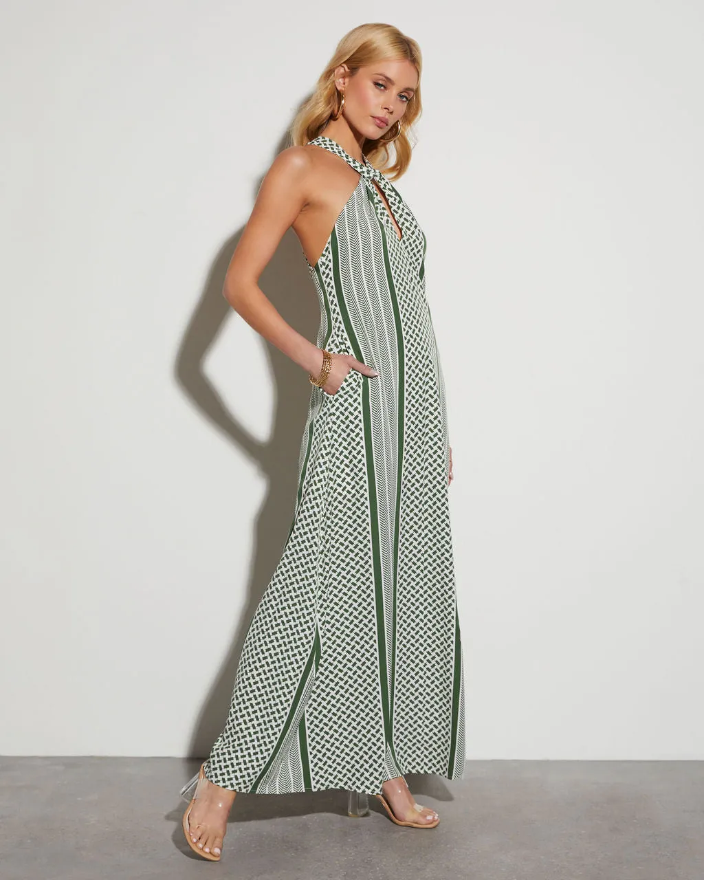 Rylee Striped Halter Neck Maxi Dress sold by Vici product image thumbnail 2