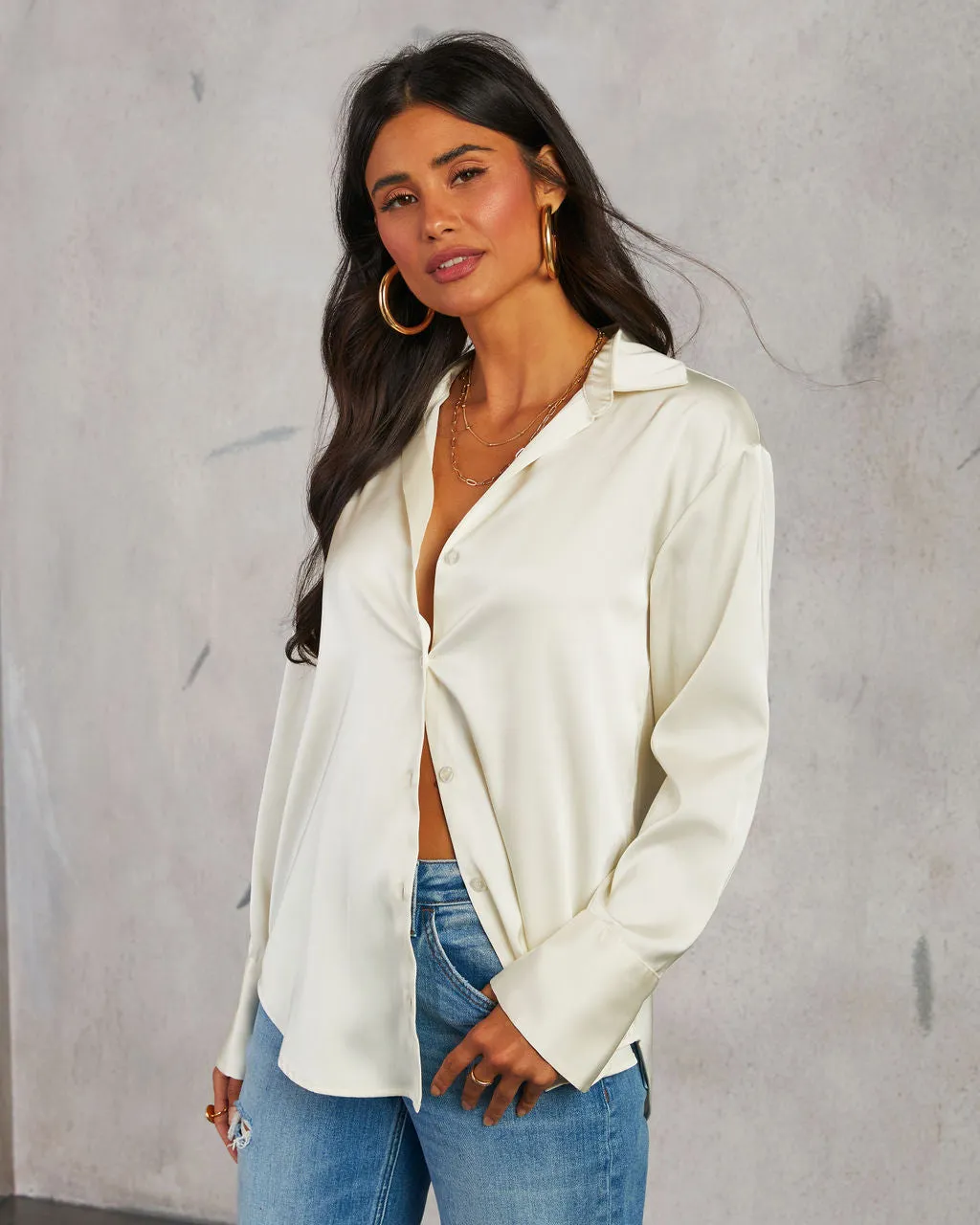 Kayla Satin Button Down Top sold by Vici product image thumbnail 3