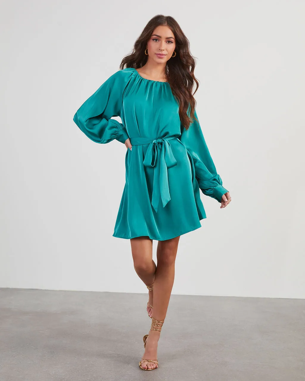 Decklan Satin Tie Waist Mini Dress sold by Vici product image thumbnail 5