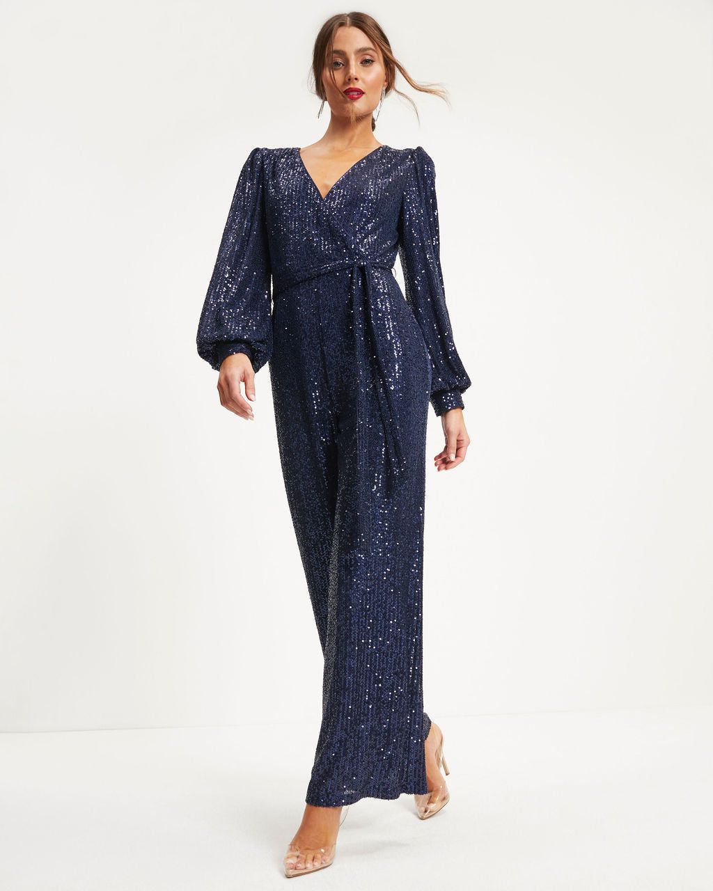 Whole New World Sequin Front Tie Jumpsuit sold by Vici product image thumbnail 3