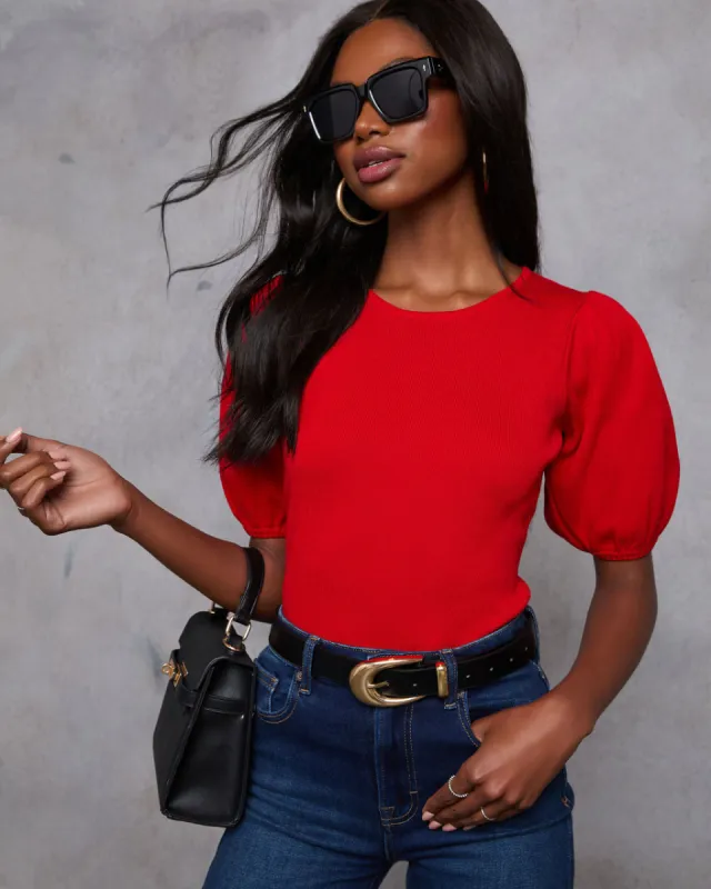 Rustling Leaves Puff Sleeve Top sold by Vici