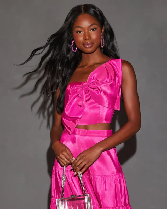 Lorelai One Shoulder Bow Blouse sold by Vici