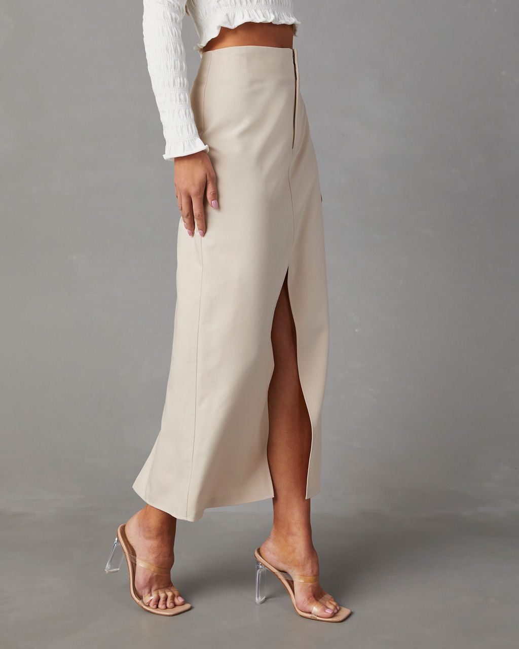 Faithful To You Slit Maxi Skirt - Taupe - SALE sold by Vici product image thumbnail 3