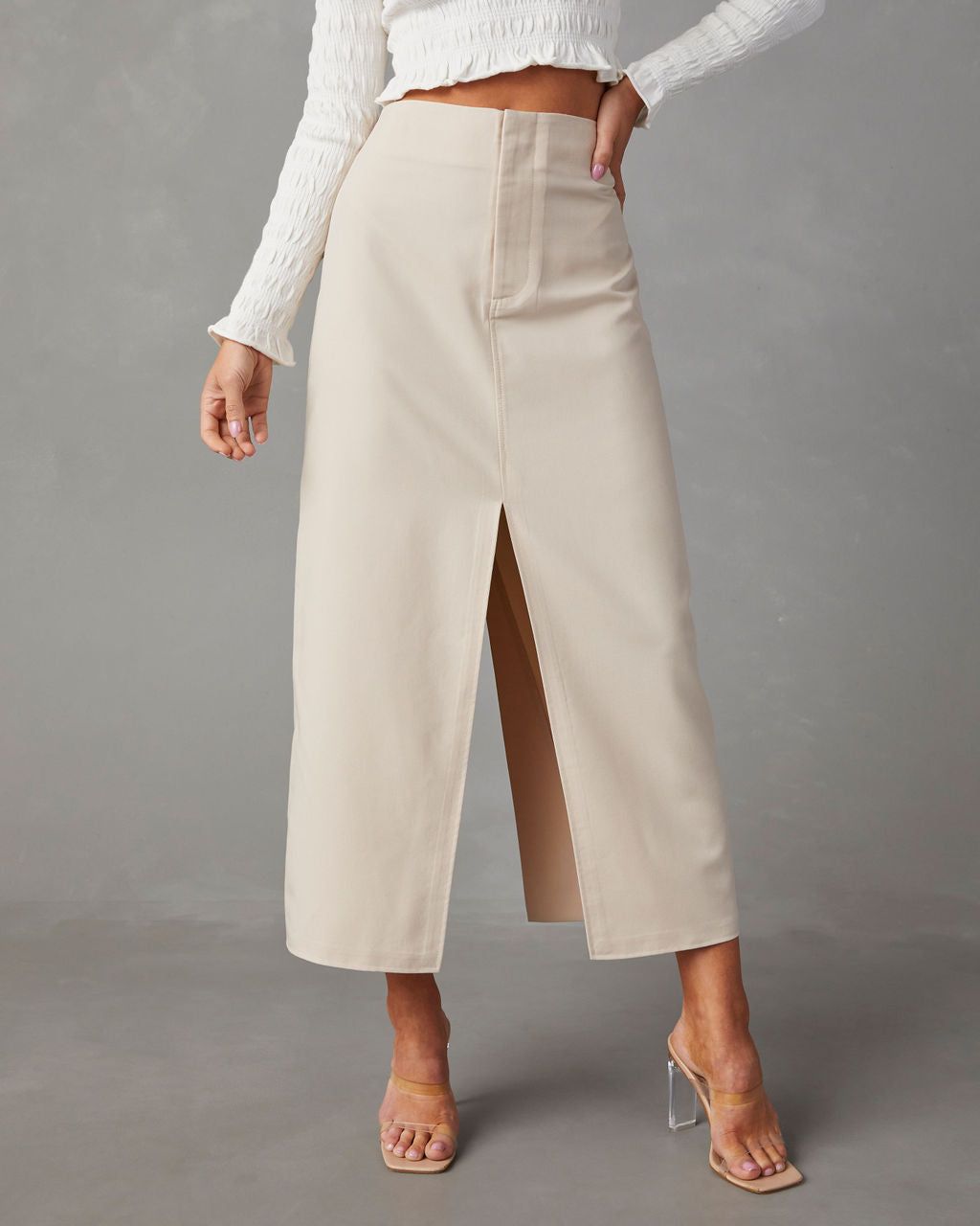 Faithful To You Slit Maxi Skirt - Taupe - SALE sold by Vici product image thumbnail 2