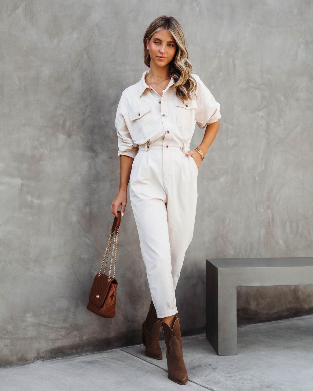 Understated Utility Cotton Pocketed Jumpsuit sold by Vici product image thumbnail 3
