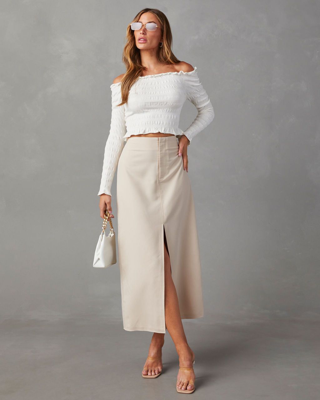 Faithful To You Slit Maxi Skirt - Taupe - SALE sold by Vici