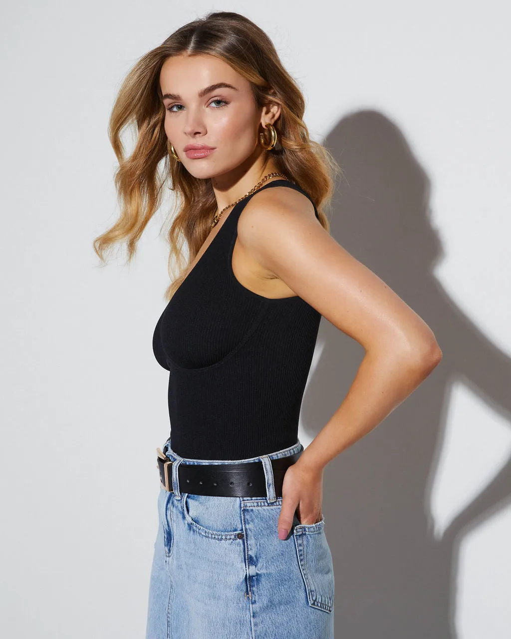 Core Basic Seamless Ribbed V-Neck Bodysuit sold by Vici product image thumbnail 4