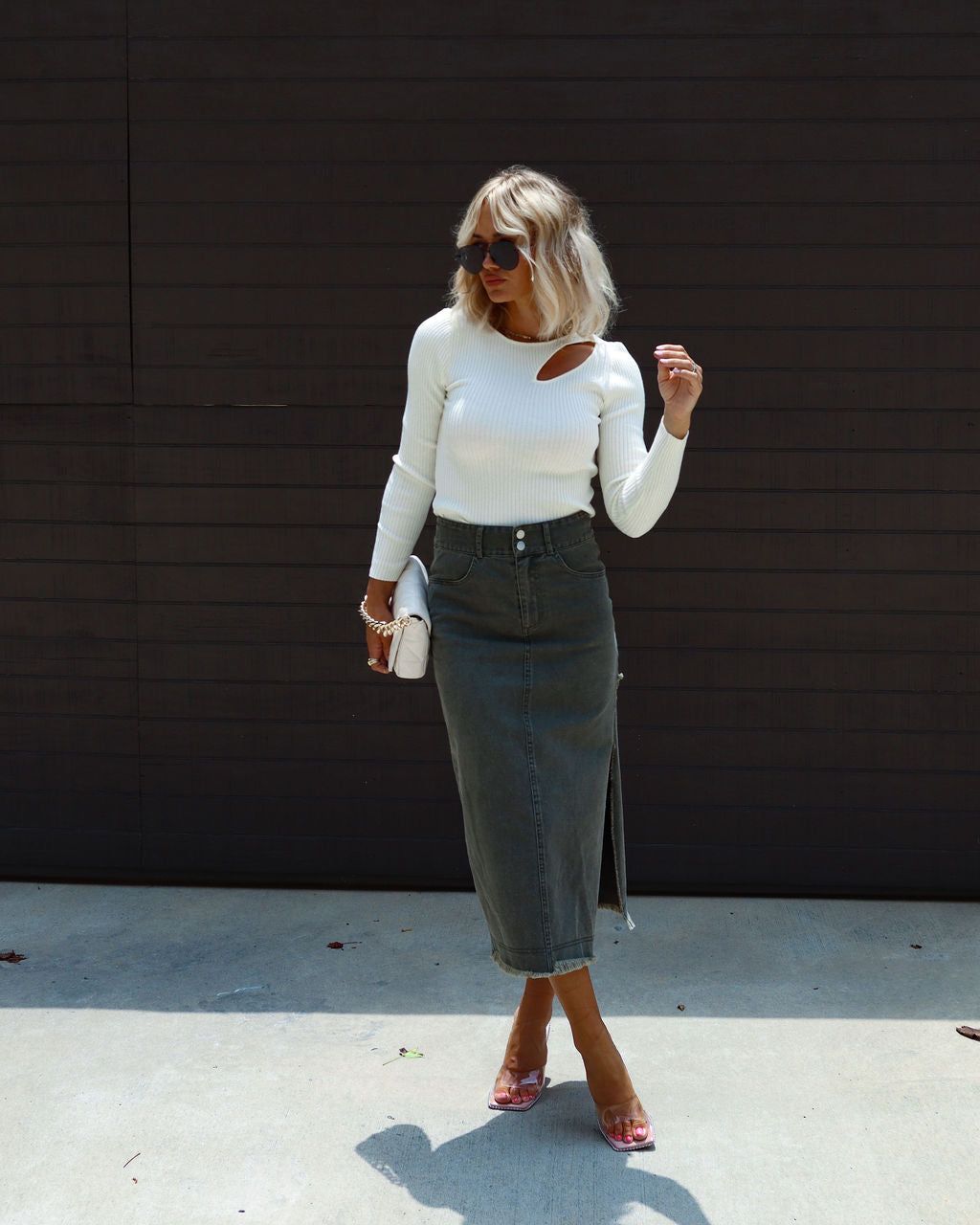 Montclair Cutout Ribbed Knit Sweater Top - Ivory sold by Vici product image thumbnail 2