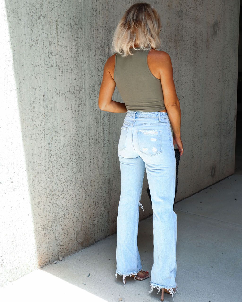 Merrick Lace Up Tank - Dark Olive sold by Vici product image thumbnail 4