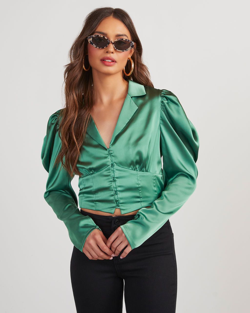 Stelio Satin Top - Green - SALE sold by Vici product image thumbnail 2