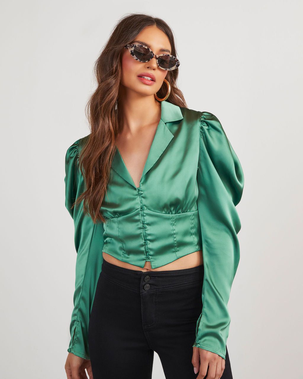 Stelio Satin Top - Green - SALE sold by Vici product image thumbnail 5