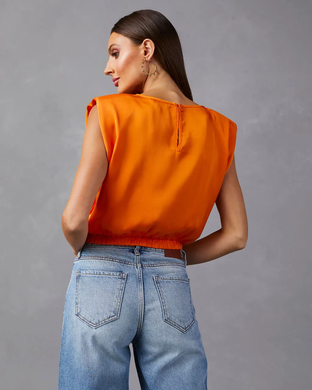Nasima Satin Padded Shoulder Crop Top sold by Vici product image thumbnail 2