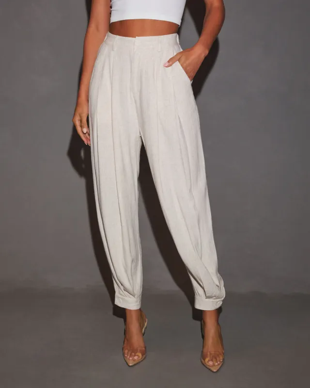 Karson High Rise Pleated Tapered Leg Linen Pant sold by Vici