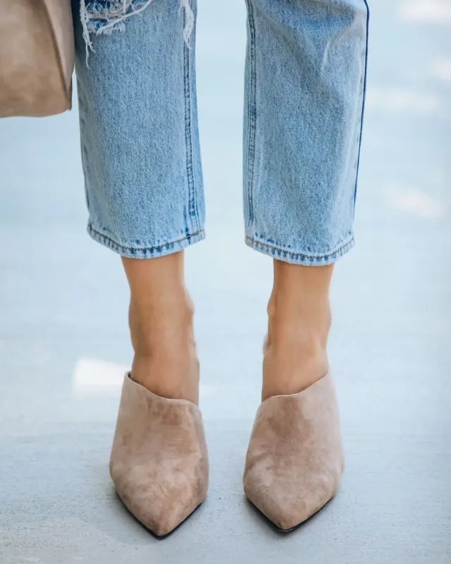 Tip Top Faux Suede Kitten Heel Mule - Taupe - FINAL SALE sold by Vici