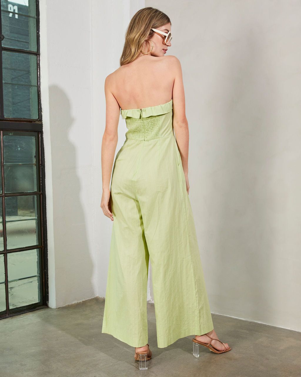 Toliver Strapless Wide Leg Jumpsuit - Lime - FINAL SALE sold by Vici product image thumbnail 2