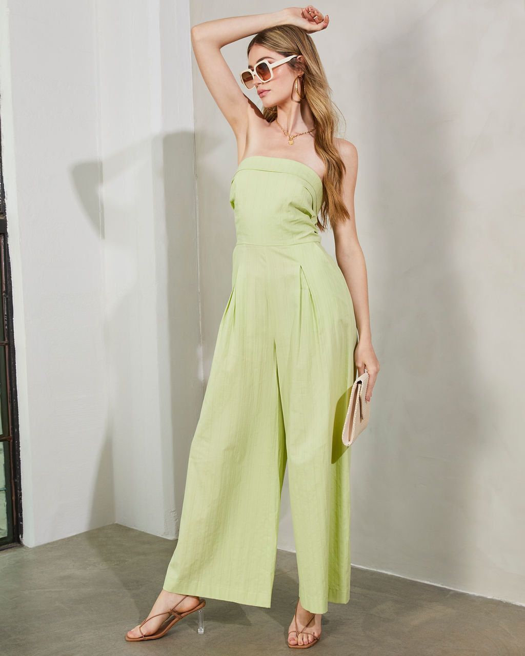 Toliver Strapless Wide Leg Jumpsuit - Lime - FINAL SALE sold by Vici product image thumbnail 7
