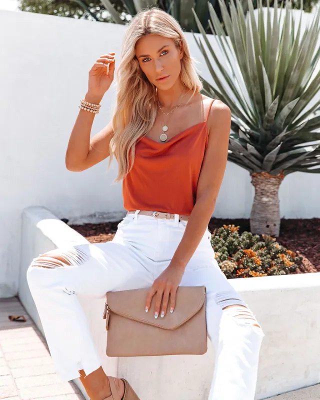Upscale Cowl Neck Cami Tank - Rust - FINAL SALE sold by Vici