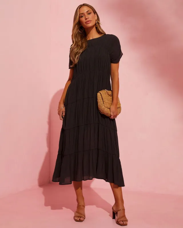 Clarke Ruffle Tiered Midi Dress sold by Vici
