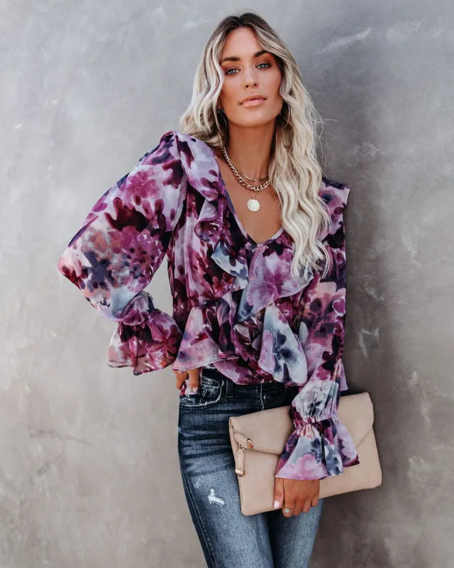 Better Days Floral Ruffle Blouse - FINAL SALE sold by Vici