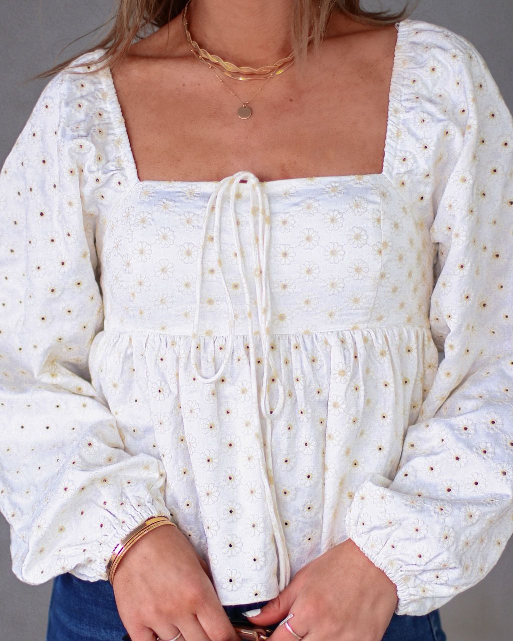 Willah Floral Eyelet Babydoll Top sold by Vici product image thumbnail 2