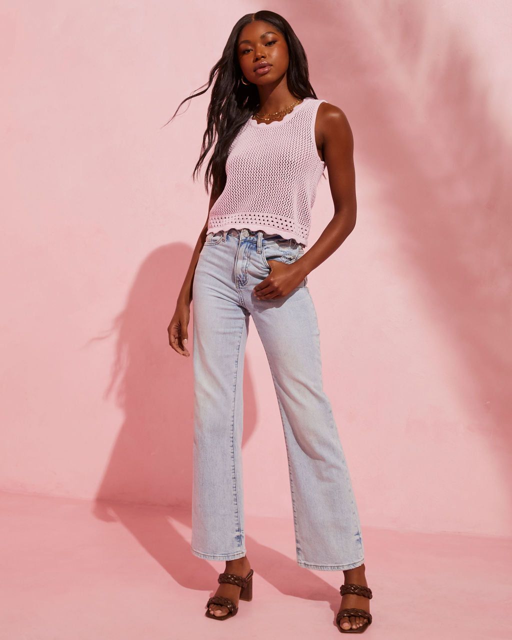 Tulare Crochet Knit Crop Tank - Pink - FINAL SALE sold by Vici product image thumbnail 5