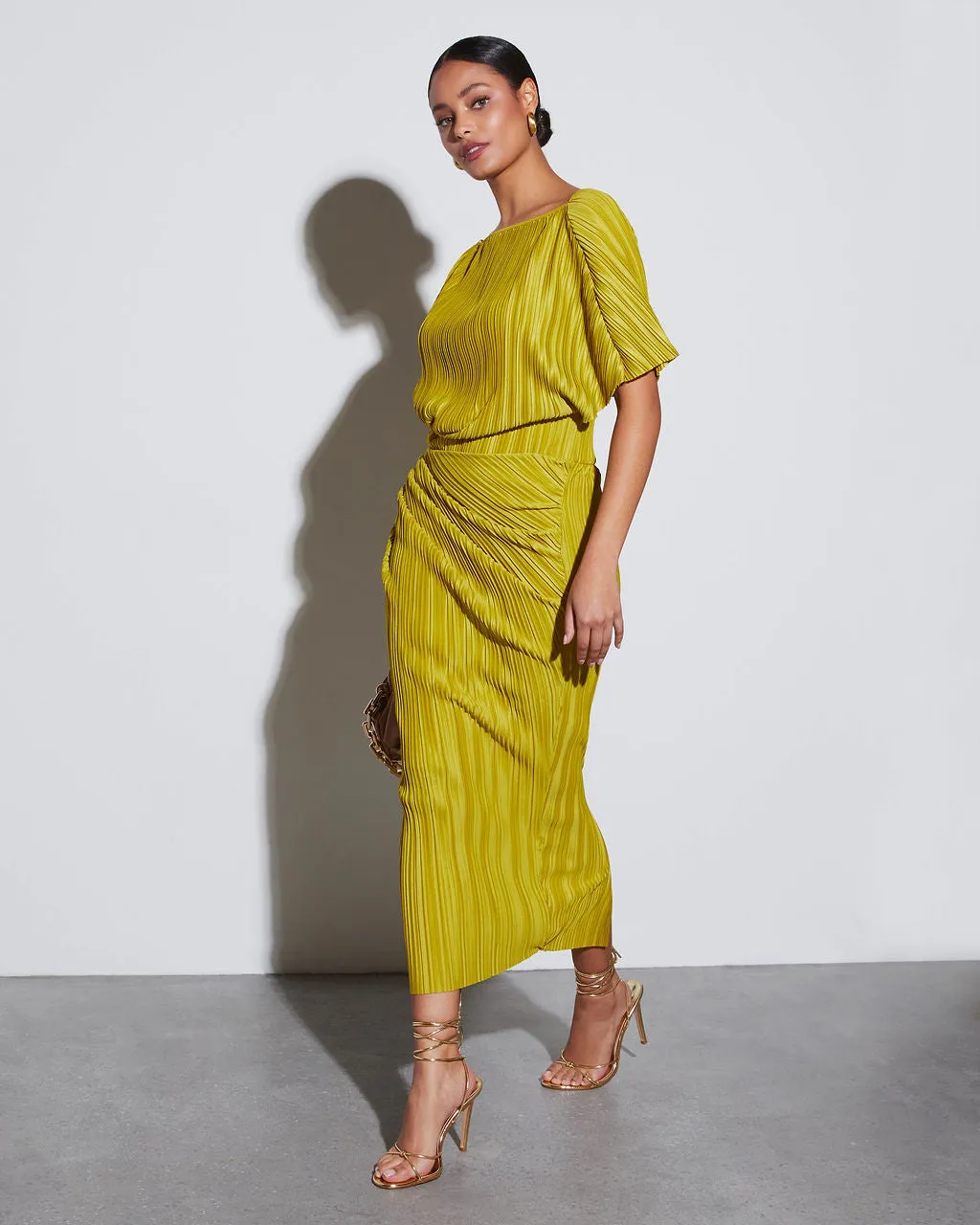 Elisha Plisse Short Sleeve Midi Dress sold by Vici product image thumbnail 3