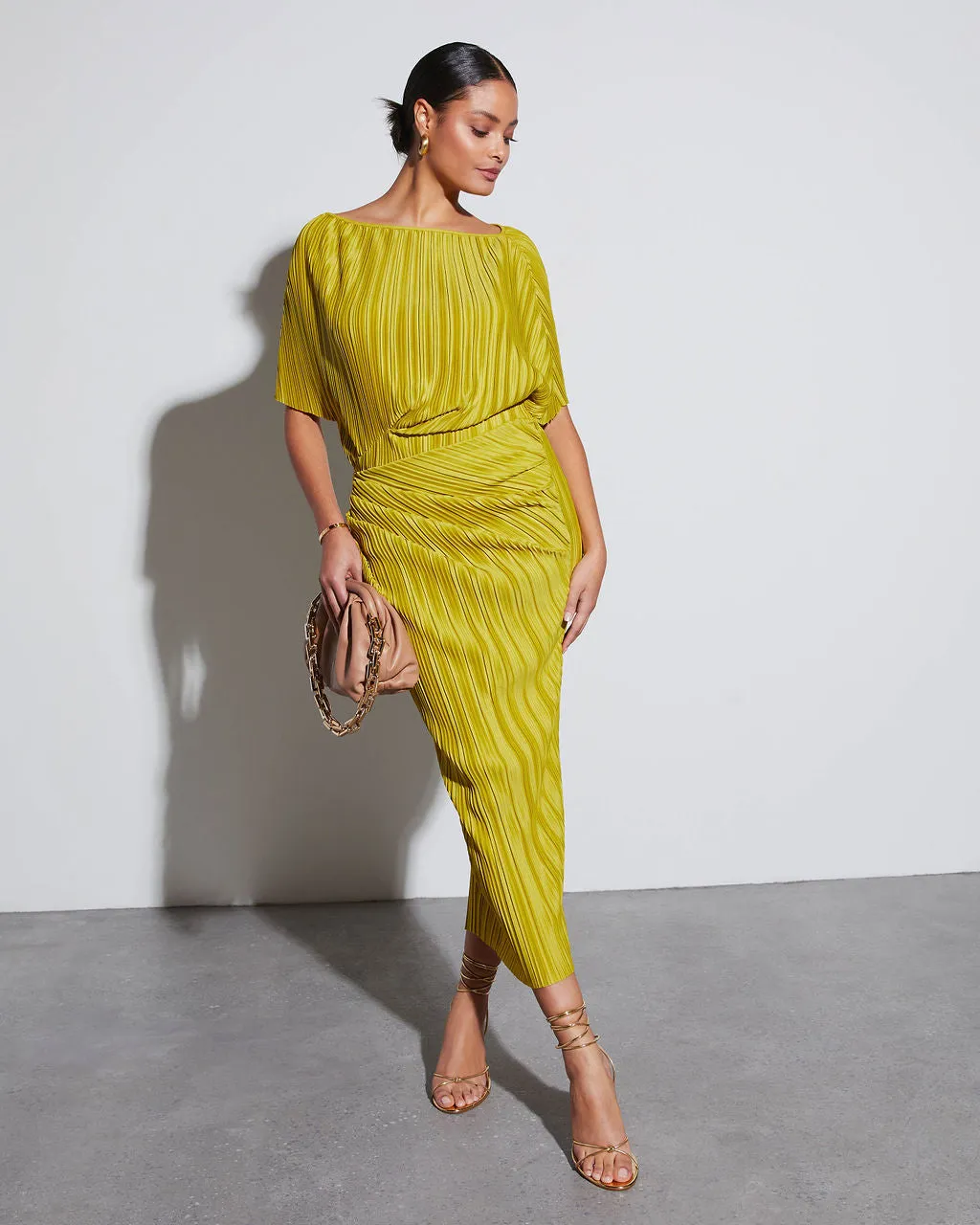 Elisha Plisse Short Sleeve Midi Dress sold by Vici product image thumbnail 2