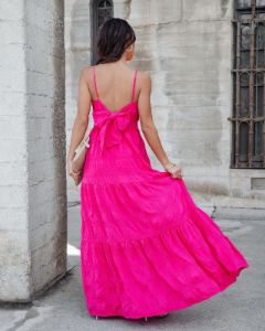 Christine Textured Tiered Maxi Dress - Hot Pink - FINAL SALE sold by Vici