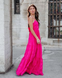 Christine Textured Tiered Maxi Dress - Hot Pink - FINAL SALE sold by Vici