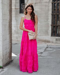 Christine Textured Tiered Maxi Dress - Hot Pink - FINAL SALE sold by Vici
